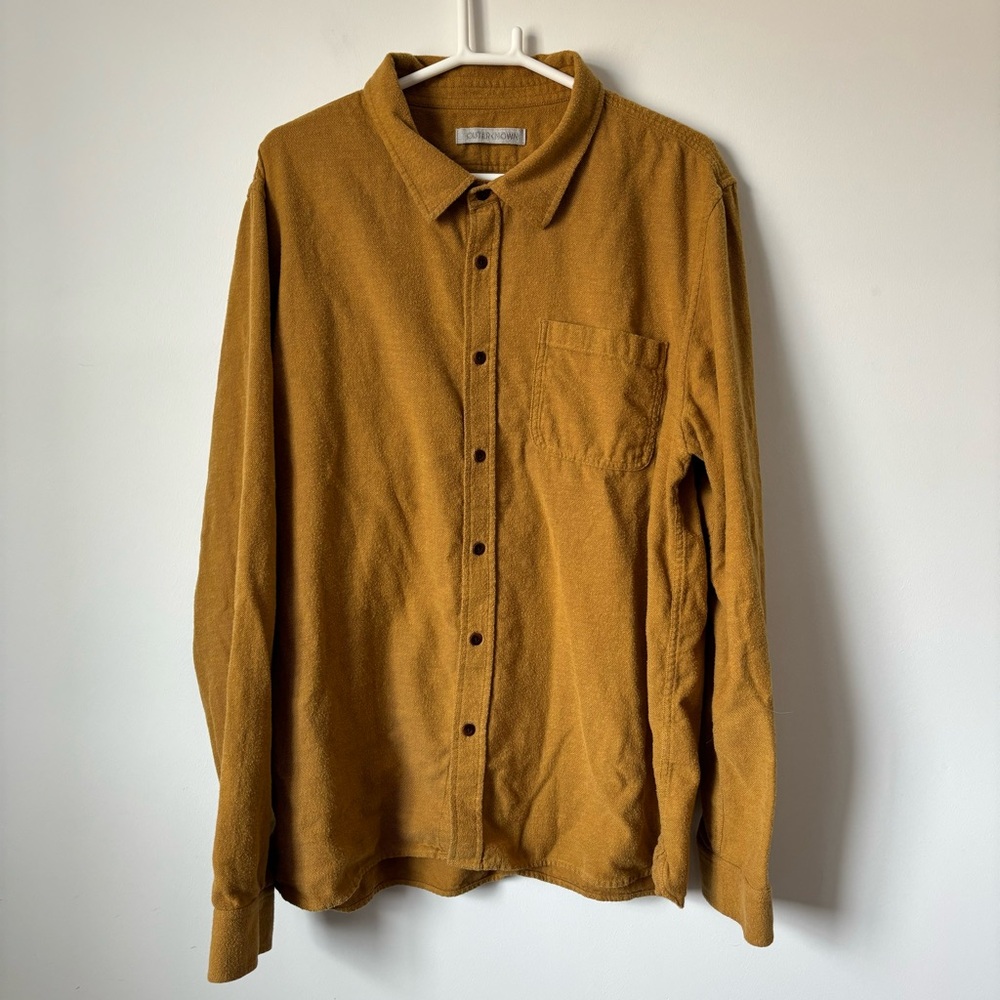 Outerknown Mustard Organic Cotton Long Sleeve Button Down Flannel